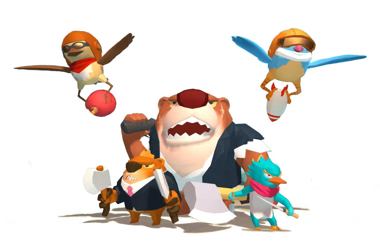The colorful space pirate characters from Planet Defender